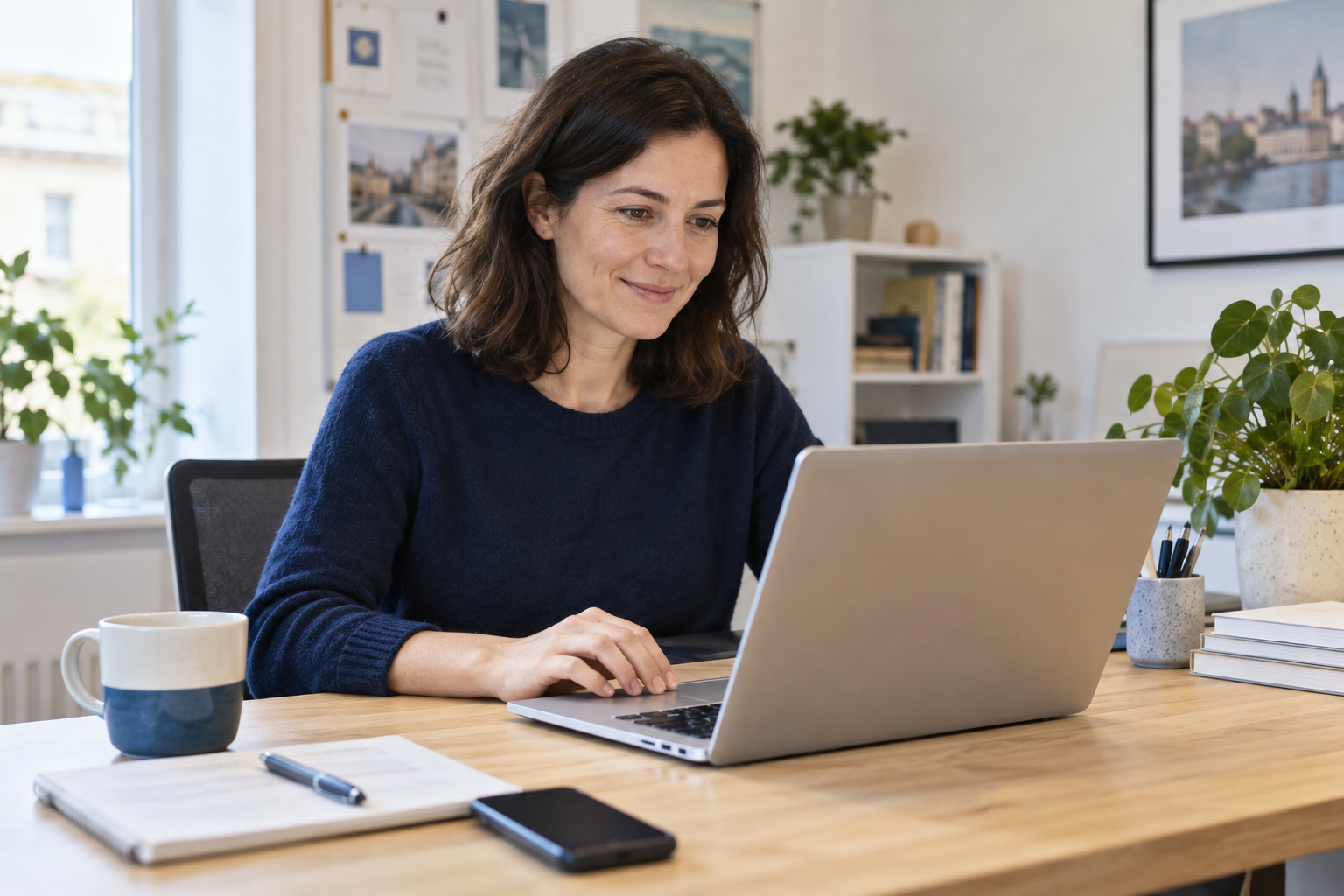A team member checks a reply before sending it.